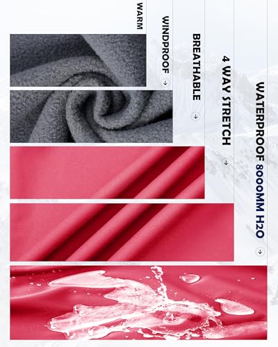 33,000ft Damen Fleece Gefütterte Softshelljacke Wasserdichte Funktionsjacke Fahhradjacke mit Kapuze Winddichte Übergangsjacke Windbreaker zum Radfahren, Wandern Rosa 38