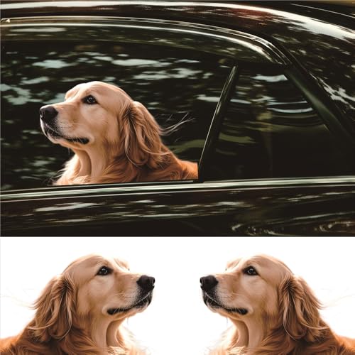 WANDUZHU 3D Cute Dog Stickers for Car Window Decals Waterproof Funny Animal Decal Sticker Car Truck SUV (Golden Retriever, Left Side)