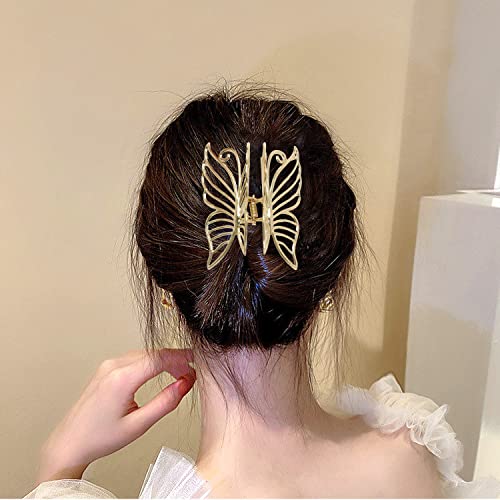 Honbay 2PCS Pinzas de Mariposa para el Cabello Metal Antideslizante Clips Decorativos para Mujeres Cabello Delgado y Grueso Adornos de Cabeza (Dorado y Plata) miniatura 6