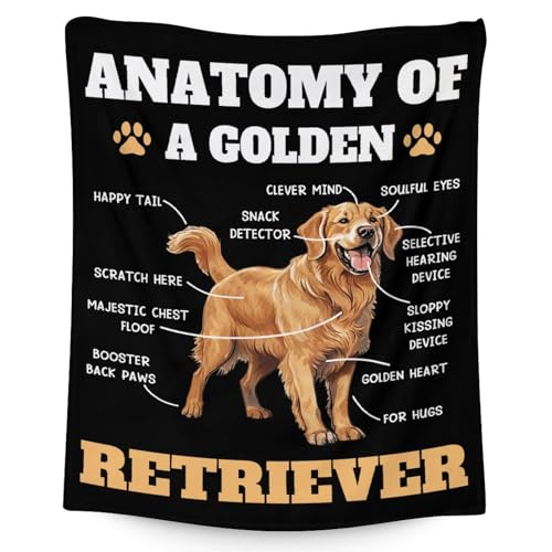 Golden Retriever Blanket - 30x40 Inches Size for Baby - Soft Fluffy Throw for Couch, Work - Black Novelty Fuzzy Gifts