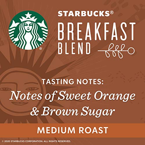 Starbucks Medium Roast K-Cup Coffee Pods - Breakfast Blend for Keurig Brewers - 6 Boxes (60 Pods Total)