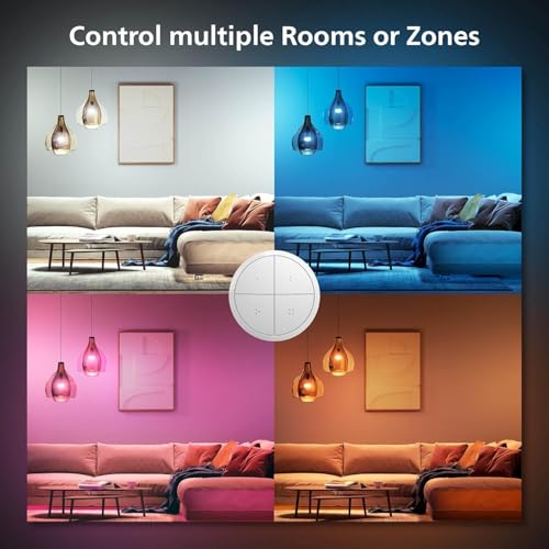 Philips Hue Wall Tap Dial Light Switch, Portable, White - 1 Pack - Requires Hue Lights and Hue Bridge - Smart Home - Easy, No-Wire Installation