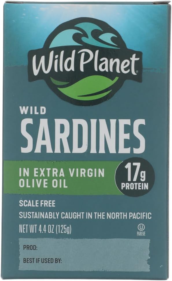 WILD PLANET Lightly Smoked Wild Sardines in Extra Virgin Olive Oil, 4.4 OZ