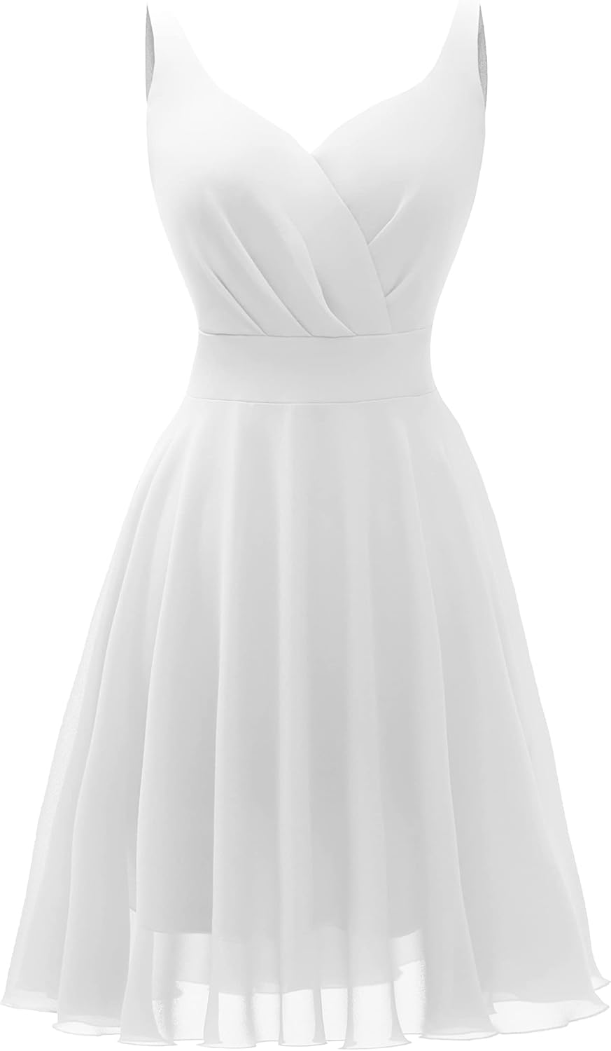 Dressever Summer Cocktail Dress V-Neck Adjustable Spaghetti Strap Chiffon Sundress XX-Large White