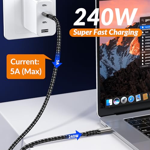 Câble Thunderbolt 5 1.2m USB4 80Gbps pour écran 16K et MacBook