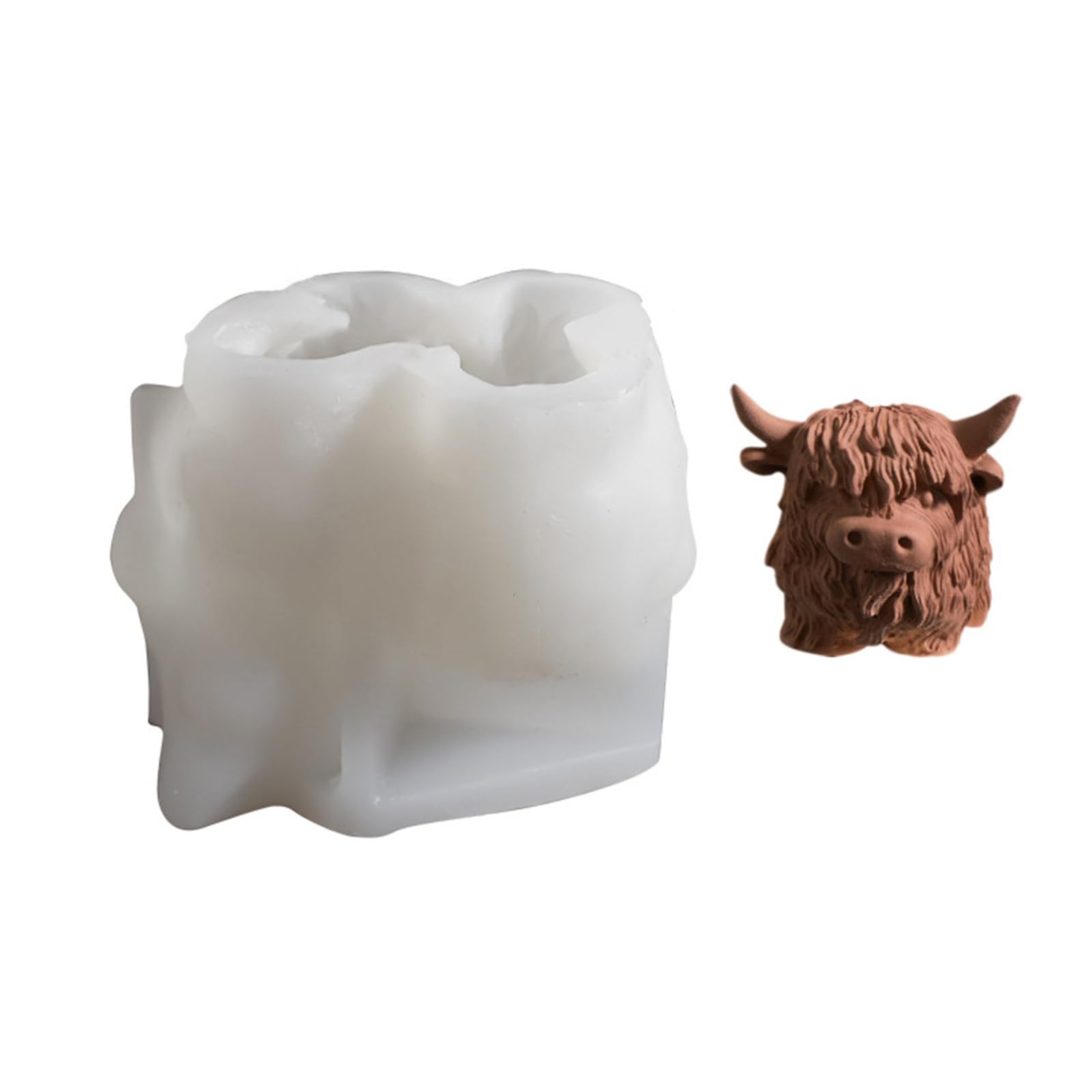 NEWFT Cattle Head Figurine Easy Demolding for Epoxy Resin Soap Home Decoration Cattle Silicone Molds