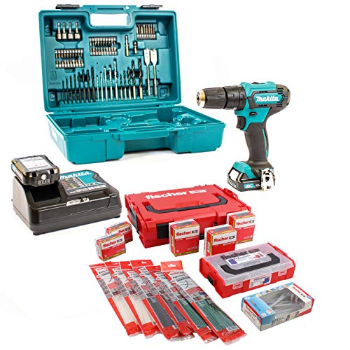 Preisvergleich Produktbild Makita Akku-Schlagbohrschrauber HP333DSAX1 + Fischer Dübel- und Befestigungsset