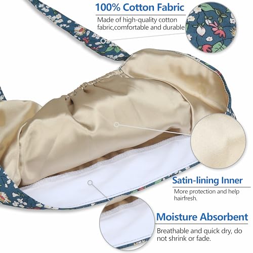 Image of Adjustable Scrub Cap with Button, Satin-Lined Cotton Scrub Hat Sweatband, Elastic Working Hat Unisex, One Size