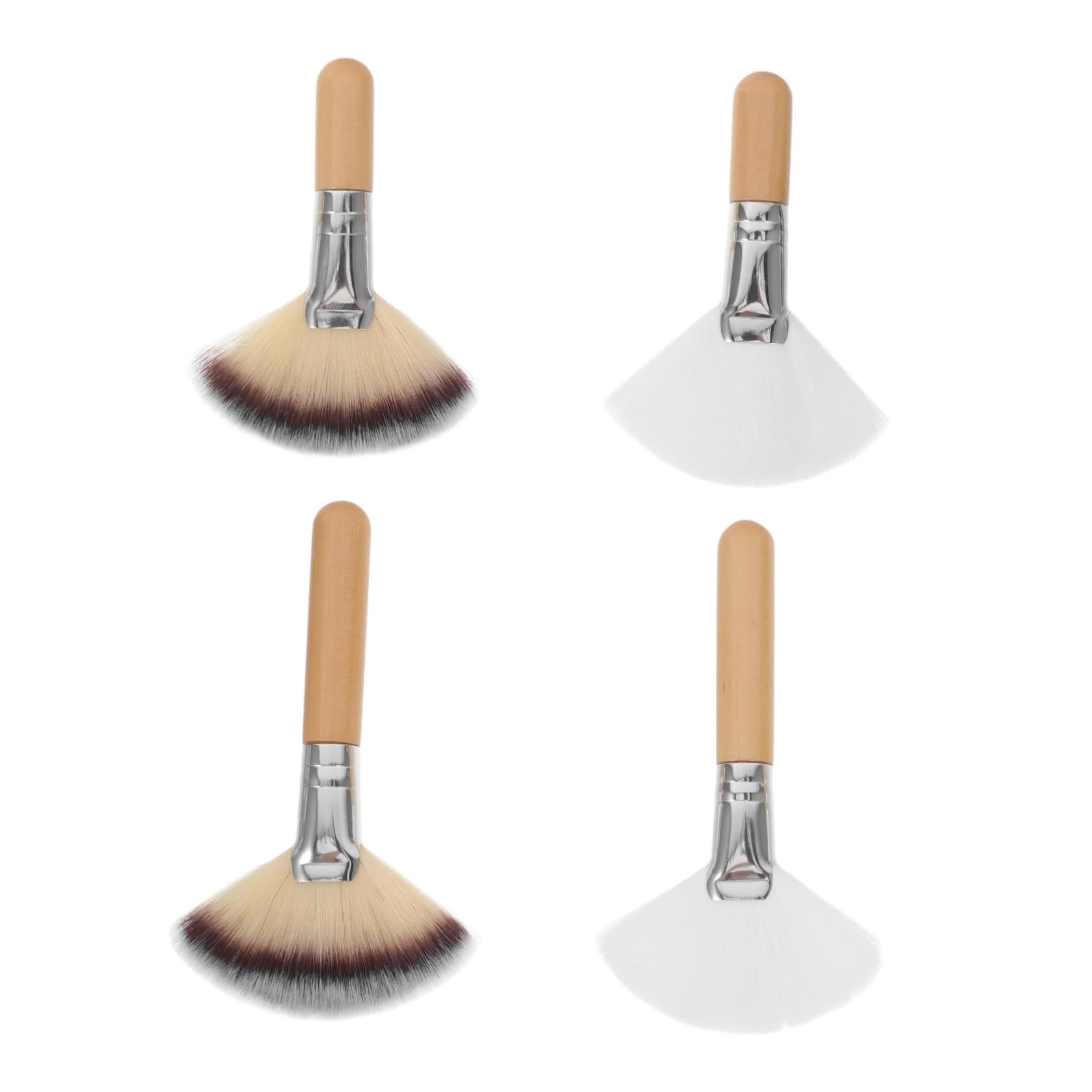 Housoutil 20 Pièces pinceau de maquillage pinceau poudre pinceau de maquillage à manche court éventail pour surligneur pinceaux maquillages ventilateur Visage