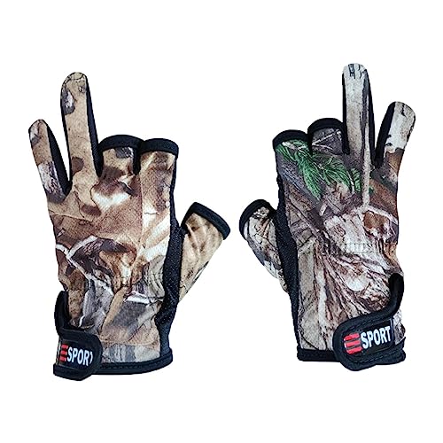 Moxeupon Manoplas de Pesca - Guantes Deportivos Antideslizantes,Guantes de 3 Dedos Cortados, Guantes Transpirables para Pesca al Aire Libre, Ciclismo, fotografía y Caza