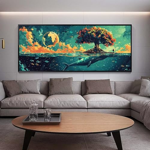 Canevas complet broderie diamant de haute précision motif arbre de vie et lune 5D