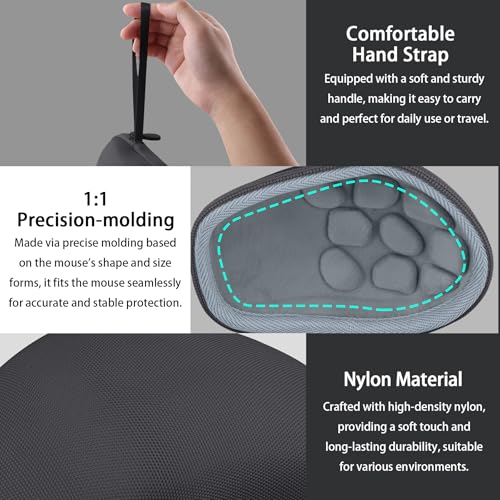 Image of co2CREA Hard Travel Case Replacement for Logitech G604 Lightspeed Wireless Gaming Mouse (Black Case)