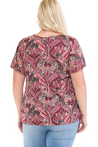 Image of LEEBE Women and Plus Size Printed Mesh Ruffle Top (Small-5X)