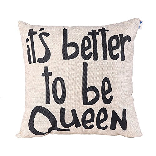 Happytimelol 18 x 18 Standard Size Cotton Linen Throw Pillow Case Cover with Quote Print