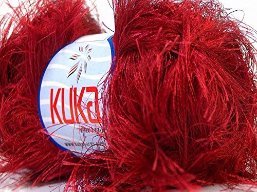 Kuka Jungle Red Long Eyelash Yarn 50 Gram
