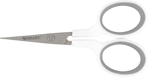 Miniatura 31 de Westcott 8" Bent Craft Scissors with Titanium-Bonded Blades for Heavy-Duty Use (White or Blue, Colors May Vary)