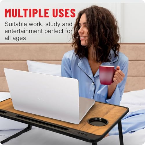 Image of VAAYU Multi-Purpose Laptop Table, Study Table| Bed Table| Adjustable Height, Portable for Office, Work Form Home | DIY Table, Easy to Assemble, Engineered (NEW-Wooden BRD)