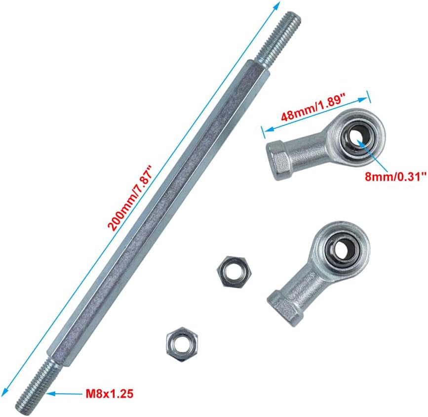 2pcs M8 200mm Inner Outer Steering Tie Rod End Lower Upper Ball Joint Adjustable Sway Bar Assembly for Electric ATV Quad Go Kart