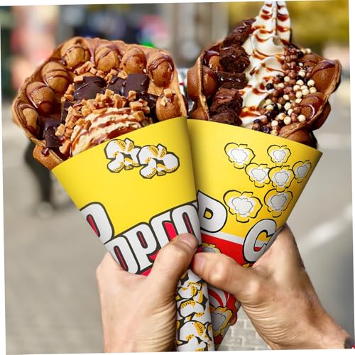 Image of TOYANDONA 100 Pcs Paper Popcorn Bags, Cone Shaped Party Popcorn Boxes Candy Container Great Carnival Snacking Bags for Birthday Theater Themed Parties Movie Nights (Pack of 2)