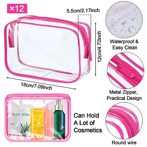Sweetude 24 Pcs Stadium Approved Clear Tote, Waterproof Bags with Zipper and Cosmetic Pouch for Work Sport Concert(Multicolor)3
