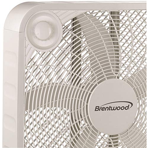 Brentwood Kool Zone Box Fan, 3-Speed 20-Inch, White #TOP1