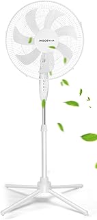 Aigostar Pedestal Fan, 7 Blades, Diameter 41 cm, 55 W, Silent Fan with 70° Oscillation, 3 Speed, Height Adjustable from 10…