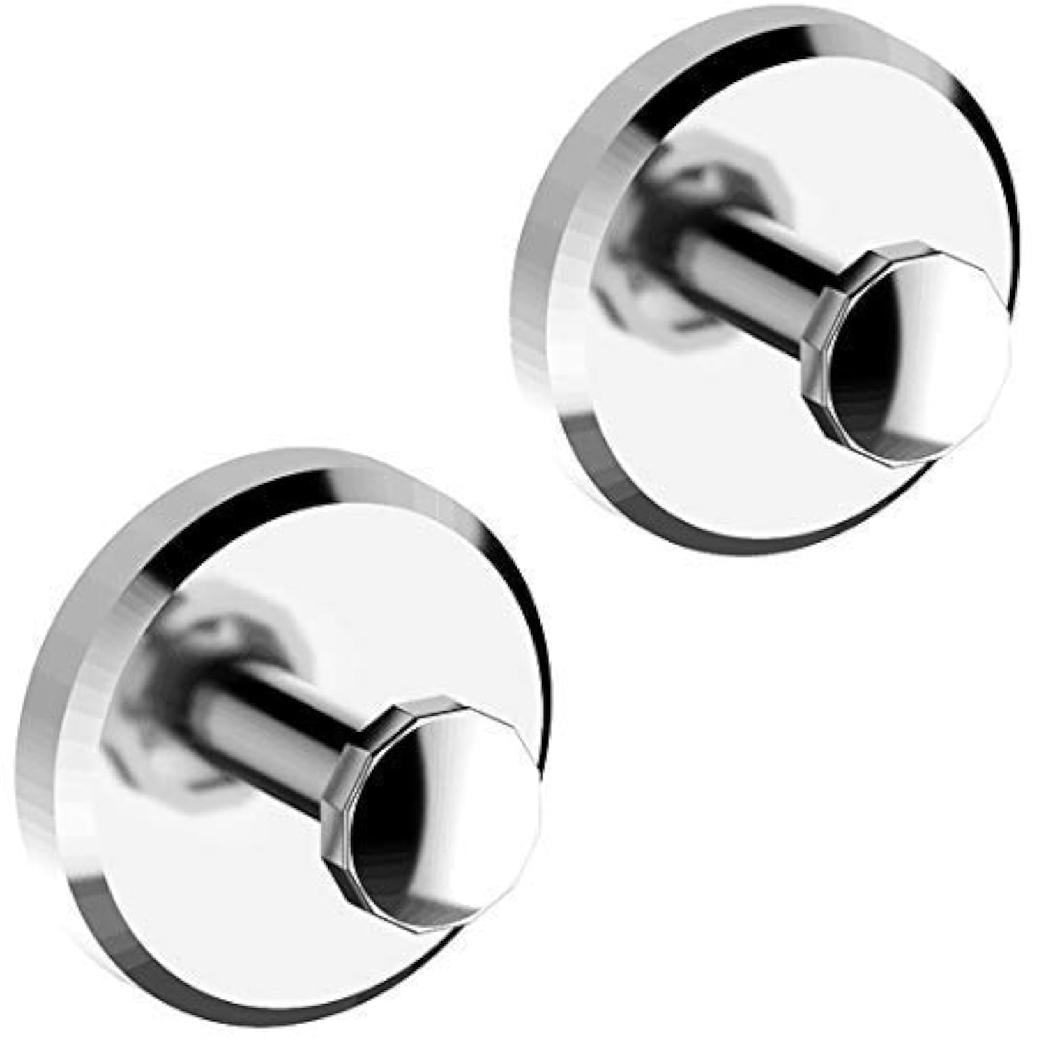 HOME SO Suction Cup Hooks for Shower Bathroom Kitchen Glass Door Mirror Tile, Diamond Collection - Removable Hook Hanger for Towel, Bath Robe, Coat, Loofah - Diamond Chrome (2-Pack)
