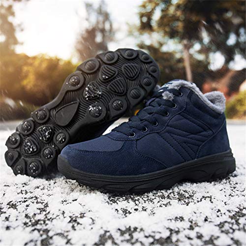 UPSOLO Mens Winter Backpacking Mountaineering Hiker Field Anti-Slip Water Resistant Trekking Fully Fur Lined Shoes Walking Lightweight Hiking Boots(6919 Blue 42) - Thumbnail 6