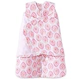 Halo Micro Fleece Sleepsack Swaddle Wearable Blanket, Pink Floral Medallions, Newborn