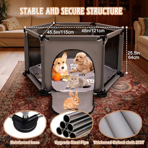 Sechseckige Wurfbox für besonders große Hunde Welpenbox mit Wurfunterlage für große und kleine Hunderassen Wurfzubehör für Hunde und Welpen Maße 122x65 cm