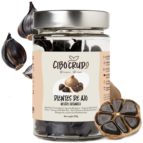 Dientes de Ajo Negro Natural Fermentado Ecológico - 200g. - Ajos Rico en Sales Minerales. Energizante y Antioxidante.