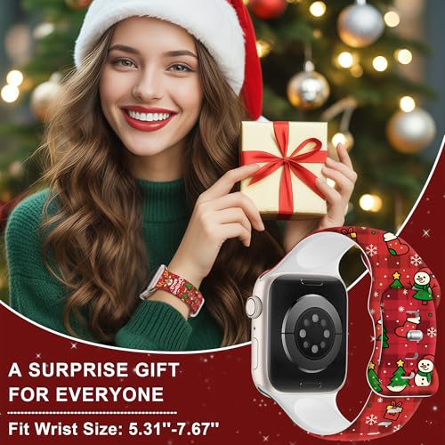 Image of wipalor Christmas Band for Apple Watch Bands for Women 42mm 41mm 40mm 38mm, Cute Holiday Christmas iWatch Bands for Women, Soft Silicone Sport iPhone Watch Series 11 10 9 SE 8 7 6 5 4 3-Reindeer