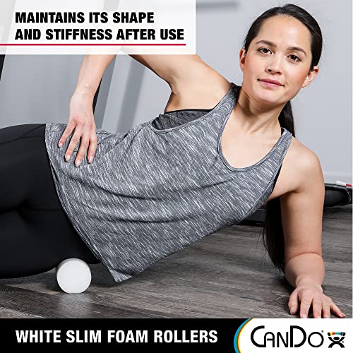 Cando Slim White Pe Foam Rollers For Exercise, Fitness, Muscle Restoration, Massage Therapy, Sport Recovery And Physical Therapy For Home, Clinics, Professional Therapy 3" X 12" Round #TOP4