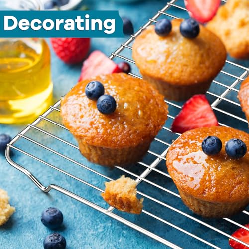 P&P Chef Baking Cooling Racks Pack Of 4-16.6''X11.6'', P&P Chef Stainless Steel Wire Cooking Rack For Oven Use Cooling Drying Roasting, Non-Toxic & Easy Clean thumb #3