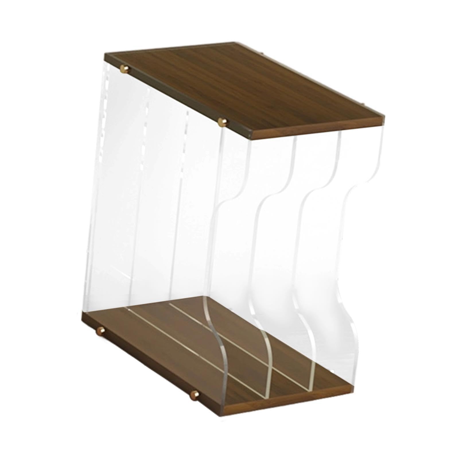 DYNWAVE Vinyl Record Holder Stand Organizer Home Decor Table Elegant Display Stand Storage Rack for Files Albums Documents Newspapers, Walnut Color 3 Grid