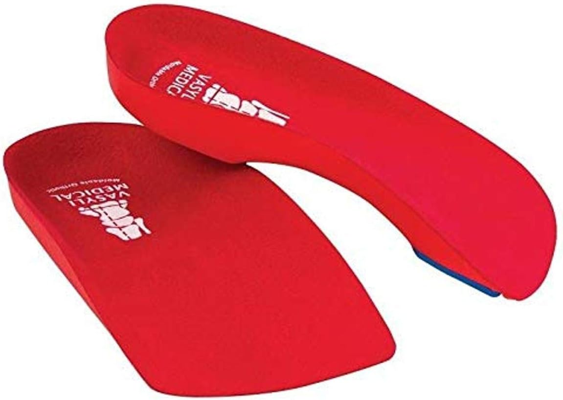 38 Custom Insoles, Red, X-Small, Fast & Effective Pain Relief, Firm Density, Overweight Patients, Heat Moldable, 3/4 Length