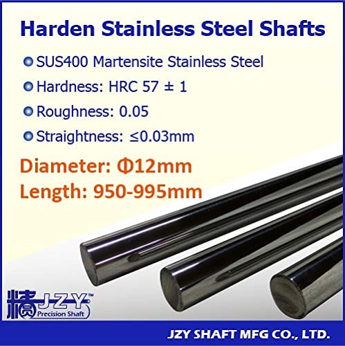 Ochoos Dia 12mm L950-995mm 3pcs/lot Straight Hardened Shaft SUS400 Stainless Steel no Need chromeplate Stable Transmission Guide Part - (Length: D12 x 980mm, Diameter: Roughness Type A)