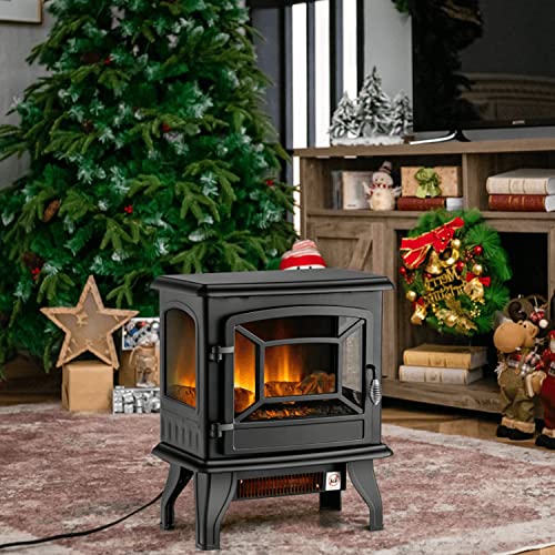Fireplace Heaters For Indoor Use, Freestanding Electric Infrared Heater, 20" Portable 1500W/4780But Stove Heater W/Adjustable Thermostat, 3D Realistic Log Flame, Csa Certified, Overheat Protection #TOP1