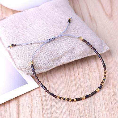 Image of C.QUAN CHI Handmade Friendship Beaded Bracelet Adjustable Colorful Miyuki Beads Bracelet