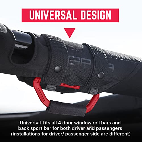 Gpca - Gp Grip Pro, Foldable Patented Aluminum Metal Grab Handles For Wrangler 4Xe, Jl, Jt, Jk, Sport, Sahara, Rubicon And Gladiator 4Dr/2Dr 2007-2023, 2 Packs, Firecracker Red #TOP3