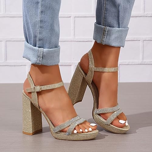 Women's Heeled Sandals Block Chunky High Heels Open Toe Ankle Strap Dress Sandals3