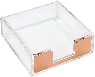 Acrylic Sticky Note Holder Desk Organizer Decor for 3x3 Sticky Notes Memo (Rose Gold)