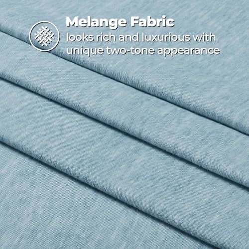 Image of Superior Melange Flannel Cotton Sheet Set, Ultra-Soft Brushed Sheets, Modern, Farmhouse Bedding, Includes; Flat Sheet, Elastic Deep Pocket Fitted Sheet, Pillowcases, California King, Washed Blue