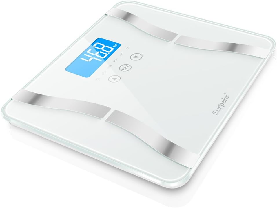 Surpahs DS2 2016 Body Fat Scale, 4 User Recognition, Measures Body Weight, Fat, Water, Calories, Muscle and Bone Mass