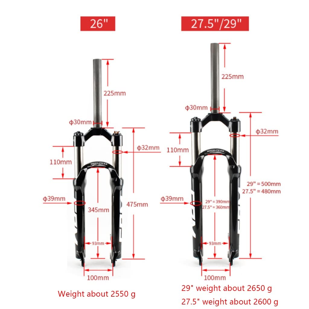 MTB Fahrrad Federgabel 26 27,5 29 Zoll Fahrrad Feder Gabel XC Fahrradgabel Gabeln 100mm Federweg Scheibenbremse QR 9MM 1-1/8 ” Straight Tube Fahrrad Zubehör