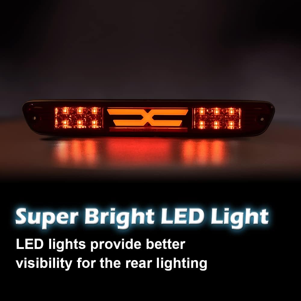 LQI LED 3rd Brake Light Compatible with Chevy Colorado & GMC Canyon 2004-2012; Fit Isuzu I-Series 2006-2008 Third Tail Brake Light Cargo Lamp luz de freno, Red Lens Clear Housing