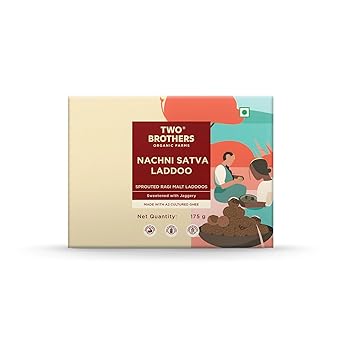 Two Brothers Organic Farms Hand-Rolled Nachni Satva Laddoos - 175gm | Nutritious Snack with Sprouted Ragi, Jaggery & Dry Fruits | No Refined Sugar | Gluten-Free Energy Booster - image, photos