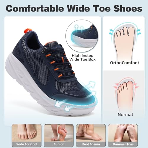 Image of OrthoComfoot Men's Orthopedic Diabetic Wide Walking Shoes: Comfortable Plantar Fasciitis Fashion Sneakers with Arch Support for Swollen, Casual Hammer Toes Shoes for Foot and Heel Pain Relief