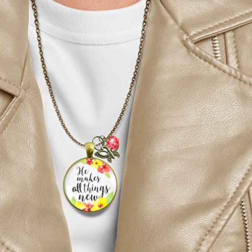 Gutsy Goodness He Makes All Things New Necklace Inspirational Jewelry For Women Chain 24 Inch thumb #2