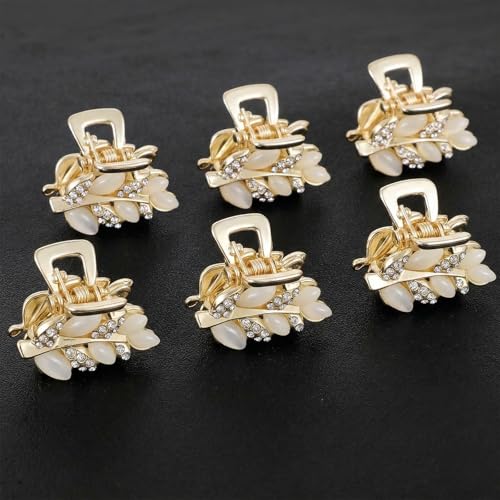 Pinzas mini de metal con pedrería 6 piezas miniatura 7